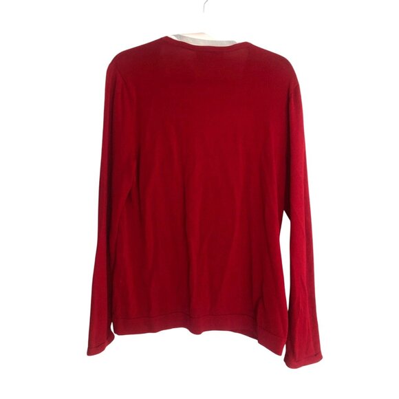 JONES NEW YORK SIGNATURE- WOMENS RED LONG SLEEVE RUFFLE SLEEVES SIZE X-LARGE - Picture 2 of 9
